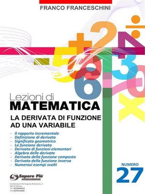 cover image of Lezioni di matematica 27--La Derivata di Funzione ad una Variabile